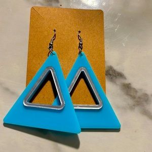 Teal Triangle Earrings NWOT